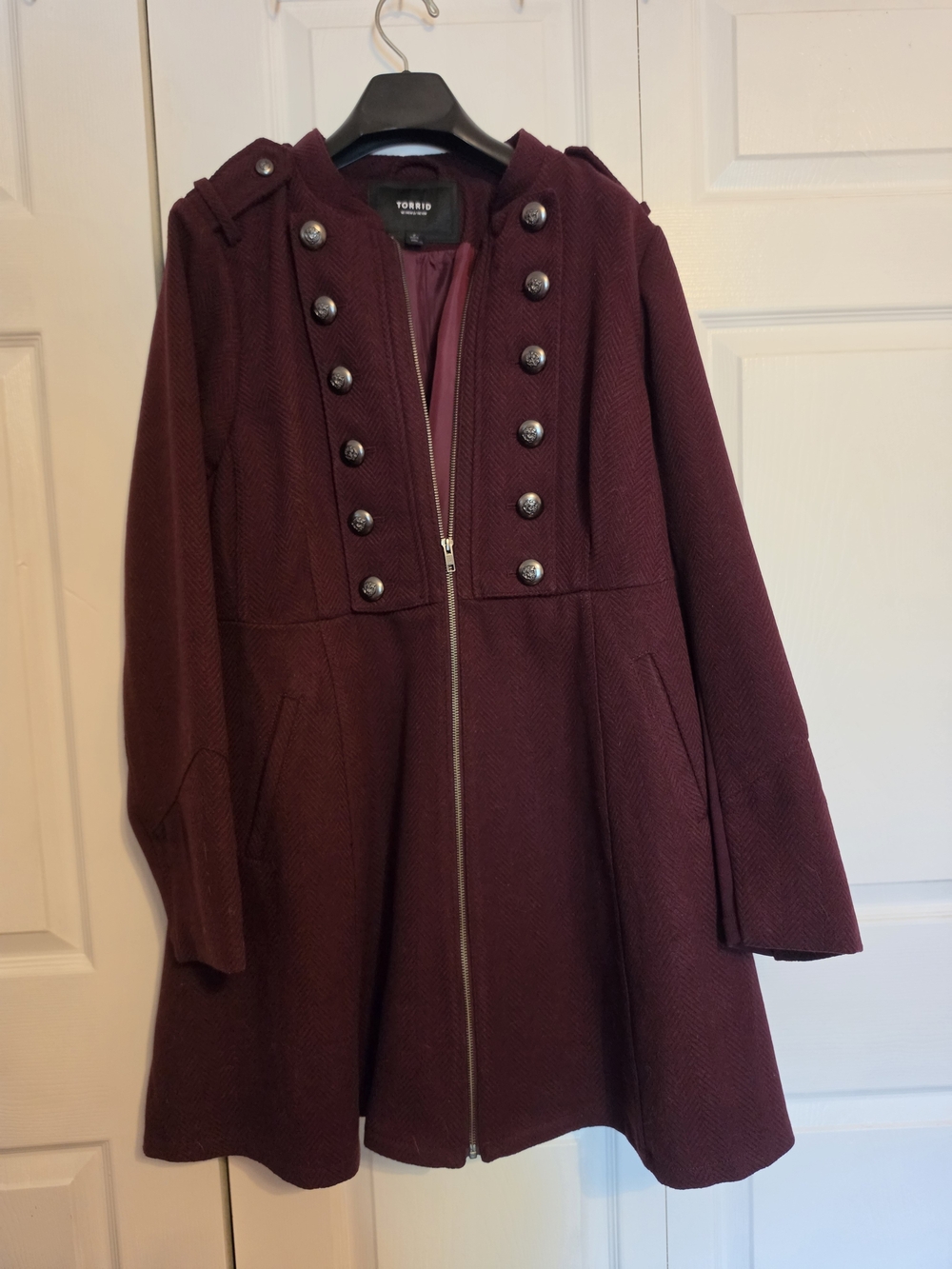 Torrid Women's Military-Style Hooded Coat in Wine